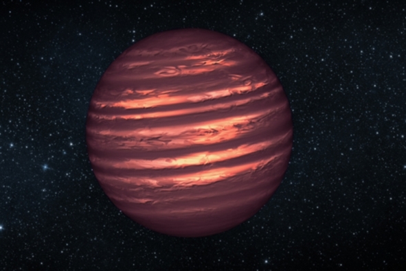 艺术示意图：褐矮星。褐矮星是“失败的恒星”，这是一类质量介于最大的气态巨行星以及最小的恒星之间的过渡类型天体